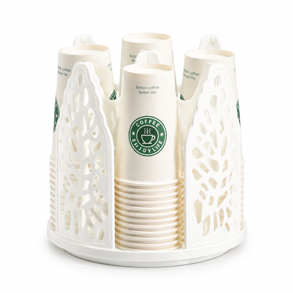 🥤 Rotating Paper Cup Dispenser – Handy Desktop Drink Cup Organizer