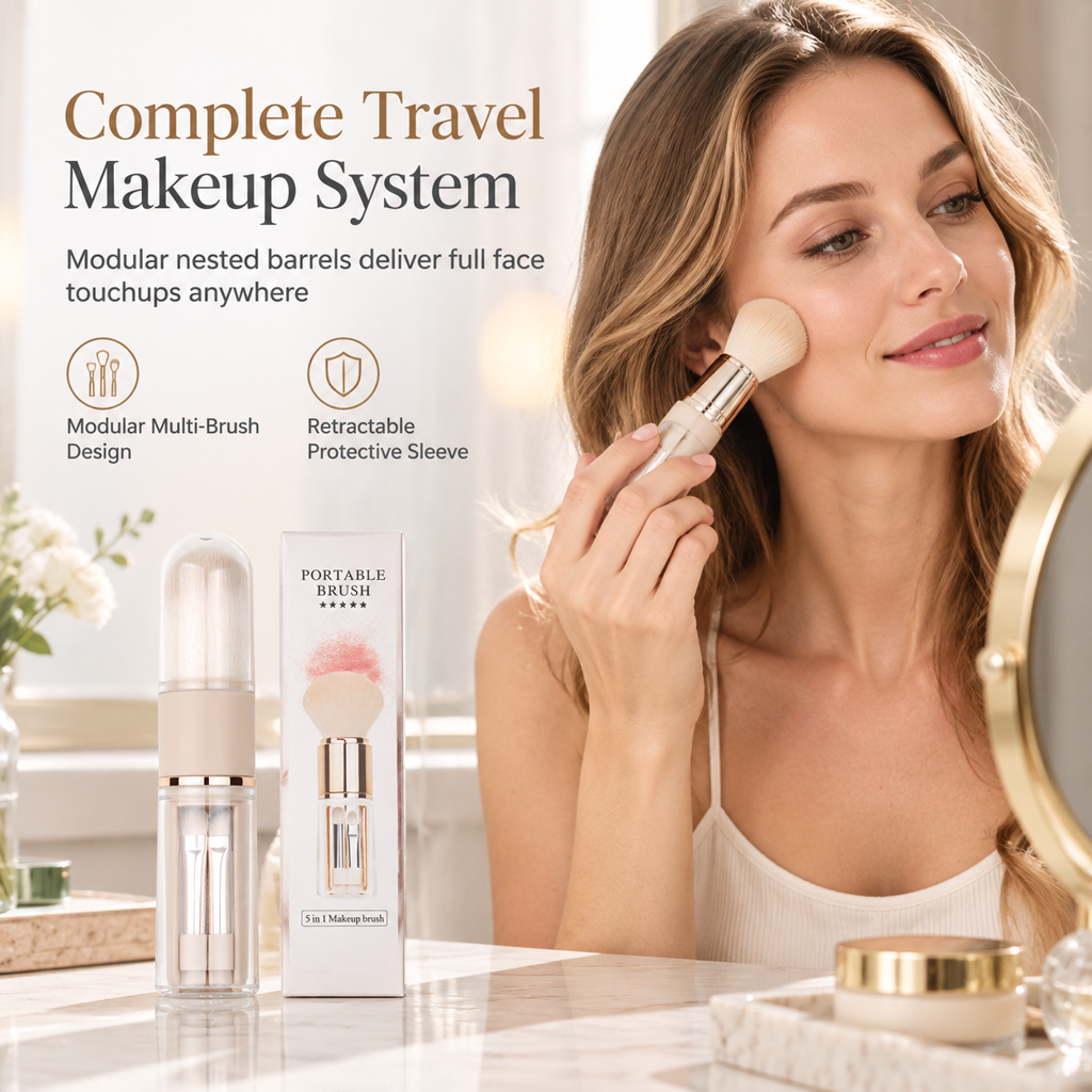 💄 Retractable Makeup Brush Kit – Portable Blush & Lip Applicators
