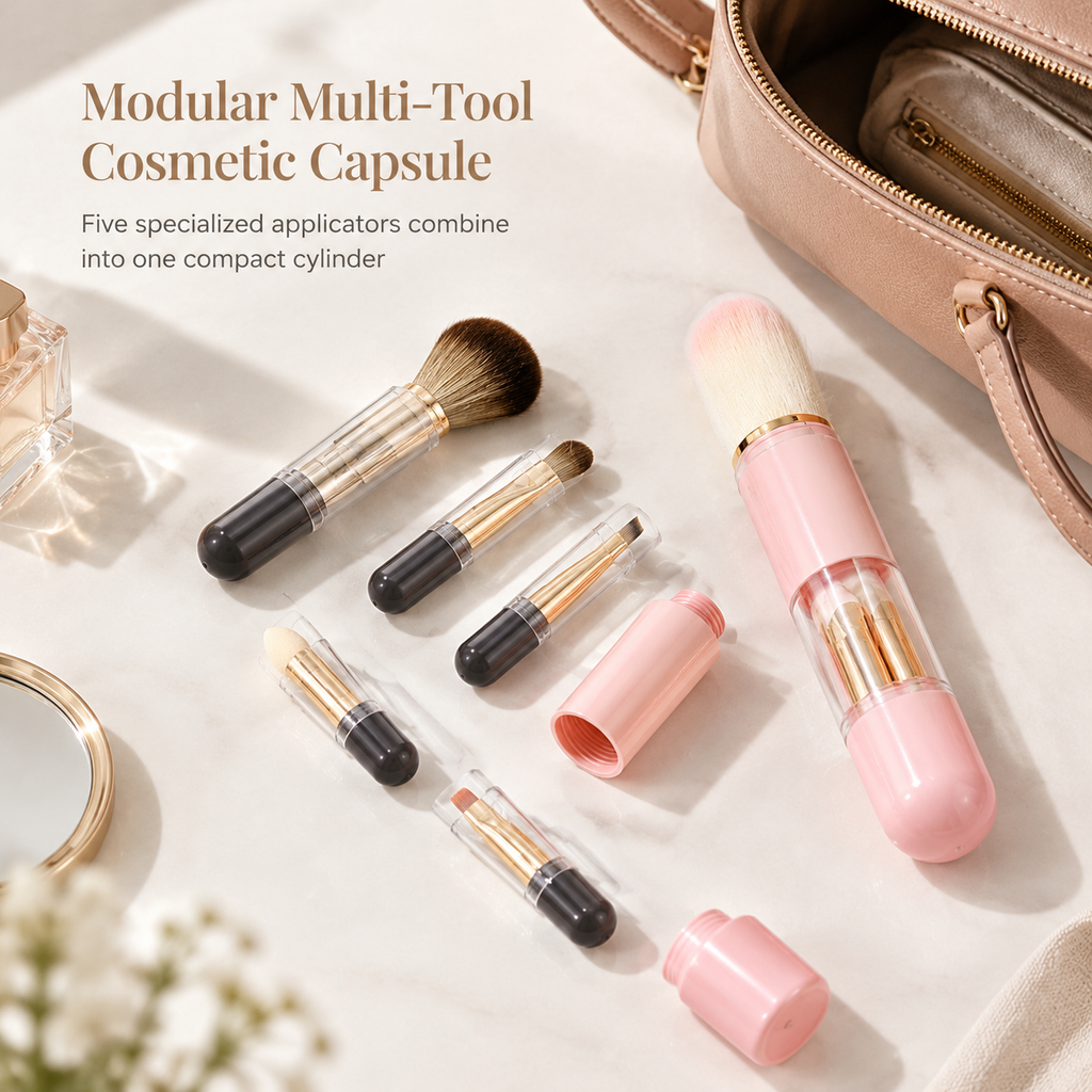 💄 Retractable Makeup Brush Kit – Portable Blush & Lip Applicators