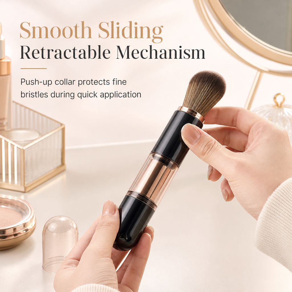 💄 Retractable Makeup Brush Kit – Portable Blush & Lip Applicators