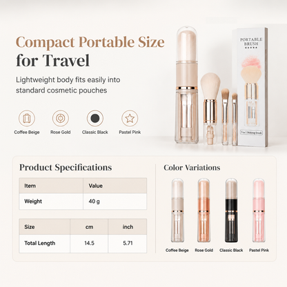 💄 Retractable Makeup Brush Kit – Portable Blush & Lip Applicators