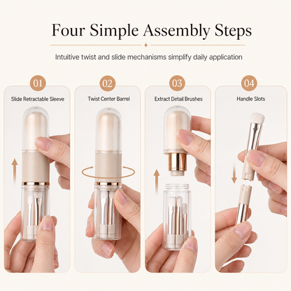 💄 Retractable Makeup Brush Kit – Portable Blush & Lip Applicators