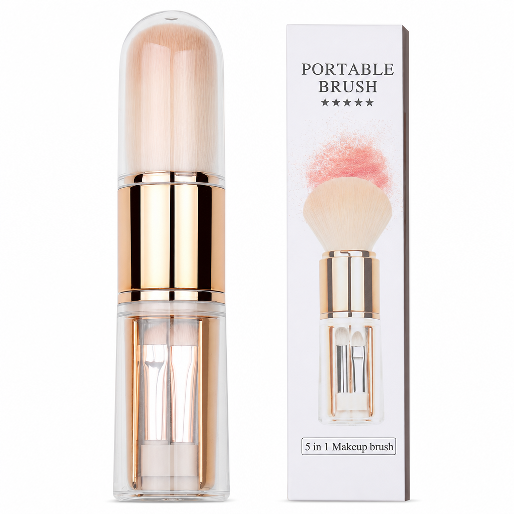 💄 Retractable Makeup Brush Kit – Portable Blush & Lip Applicators