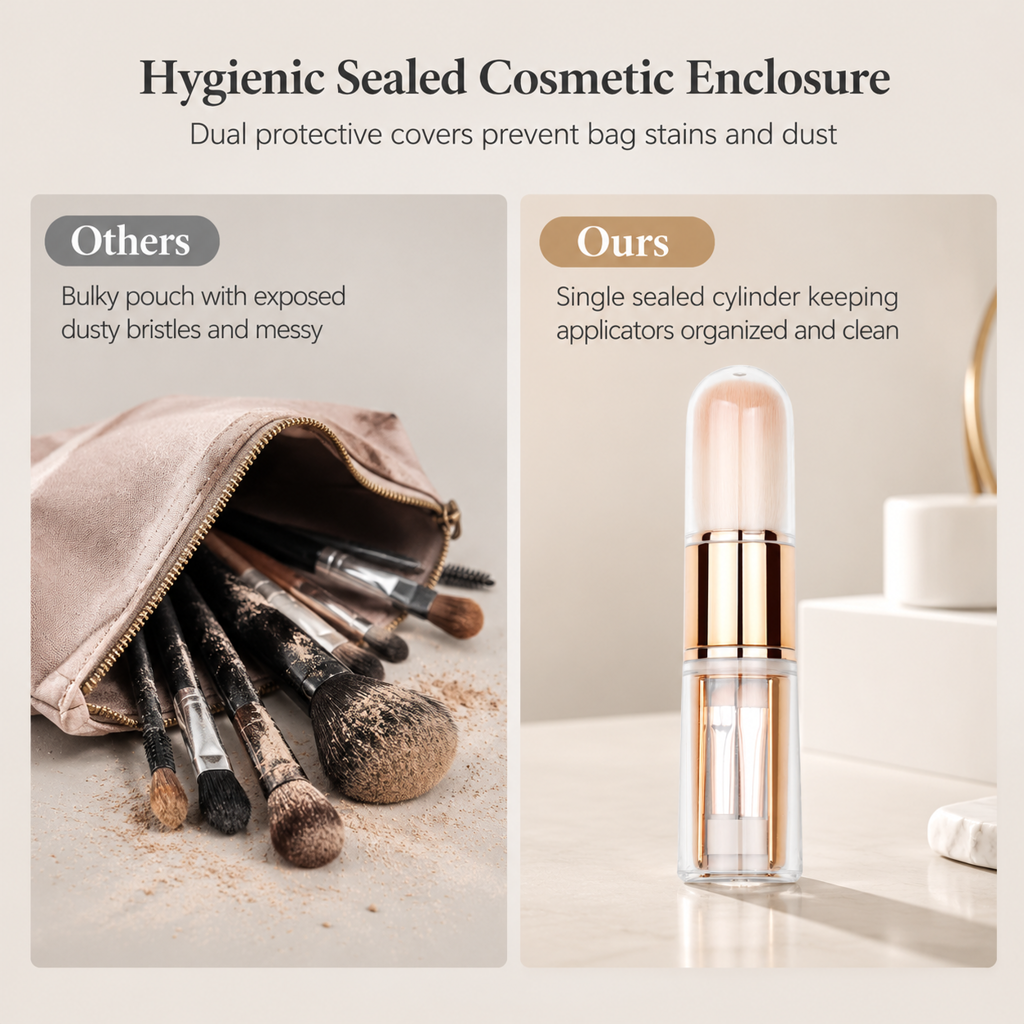 💄 Retractable Makeup Brush Kit – Portable Blush & Lip Applicators