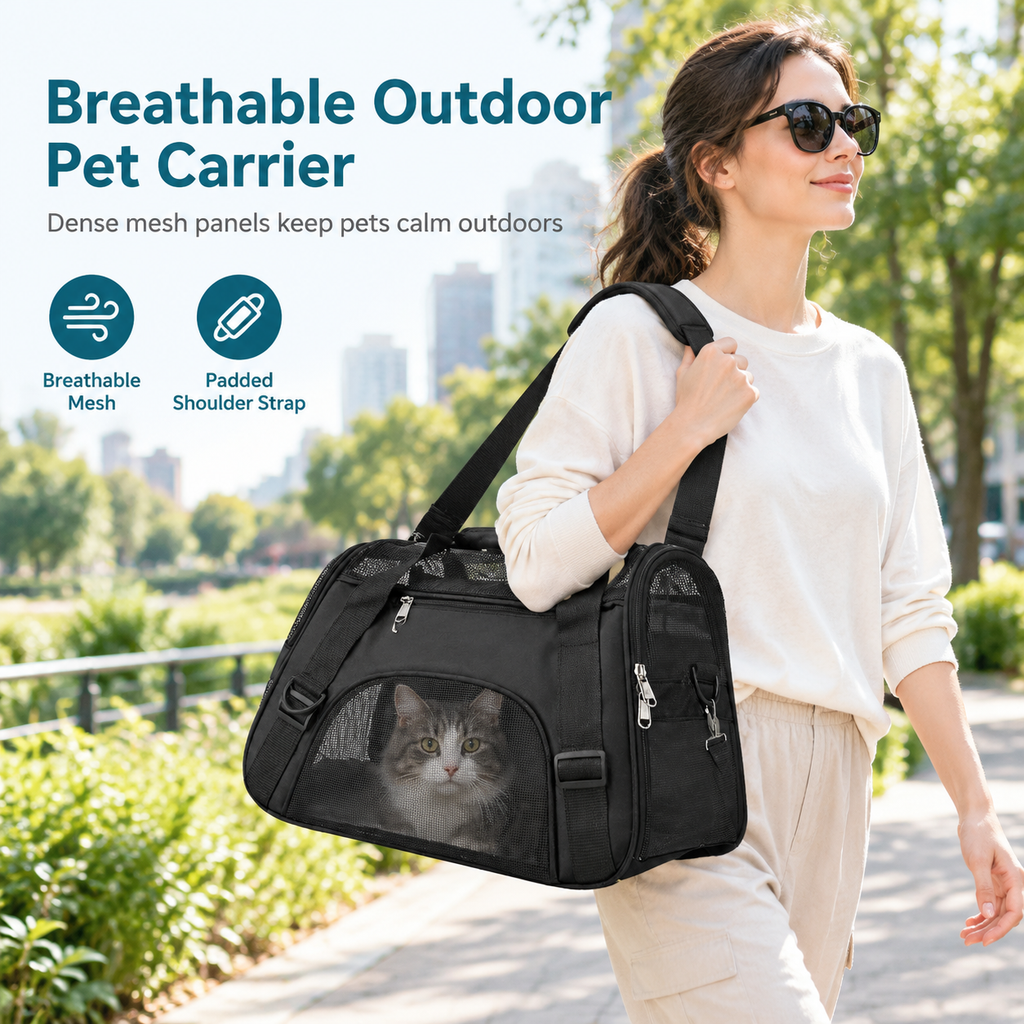 🐾🎒 Breathable Pet Shoulder Bag – Comfortable Travel Carrier for Cats & Dogs