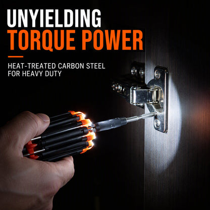 🔧8-in-1 Folding Screwdriver – Built-In LED Work Light & Flashlight