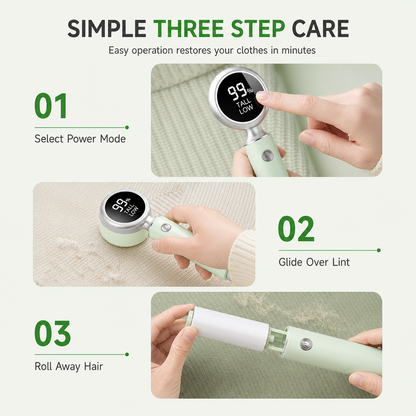🧥 Rechargeable electric fabric shaver with a smart digital display.