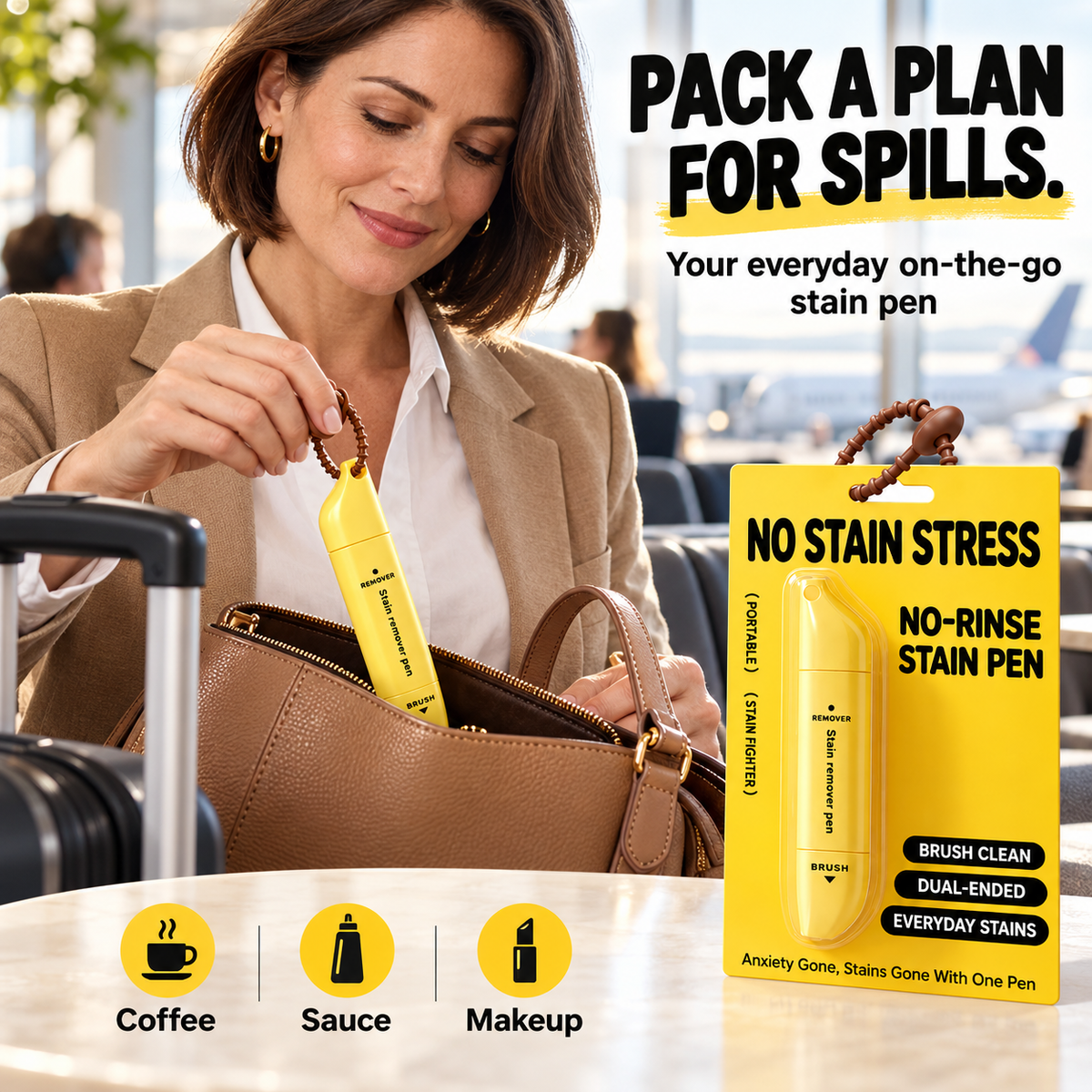 Portable Dual-Head Stain Remover Pen✨ Instant No-Rinse Emergency Spot Cleaner for Clothes, Oil & Coffee Stains