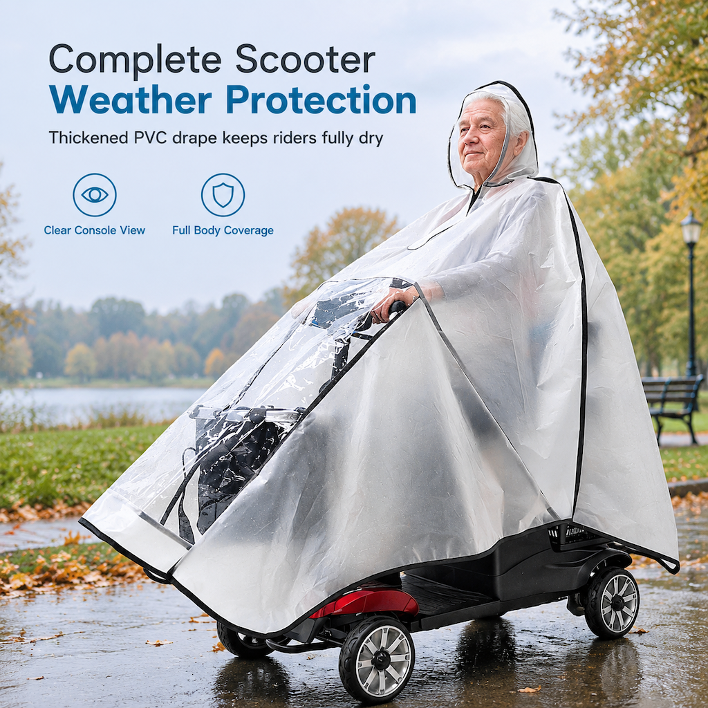 🛵 Waterproof Mobility Scooter Poncho – Extra-Large PVC Protective Cover