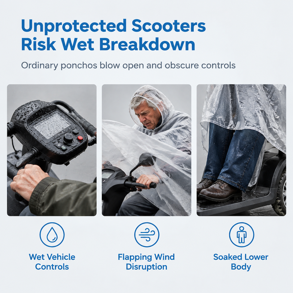 🛵 Waterproof Mobility Scooter Poncho – Extra-Large PVC Protective Cover