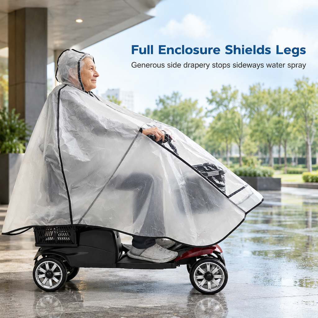 🛵 Waterproof Mobility Scooter Poncho – Extra-Large PVC Protective Cover