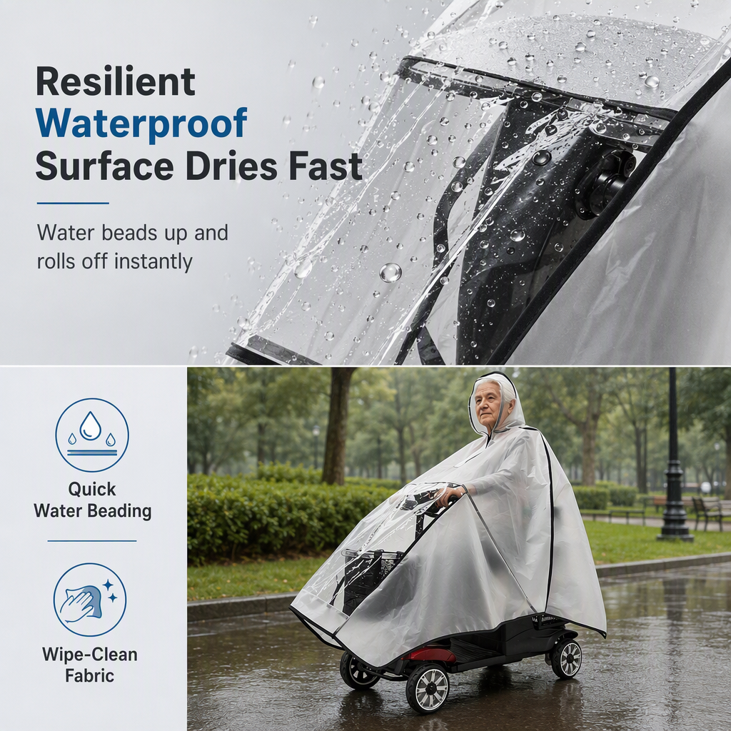 🛵 Waterproof Mobility Scooter Poncho – Extra-Large PVC Protective Cover
