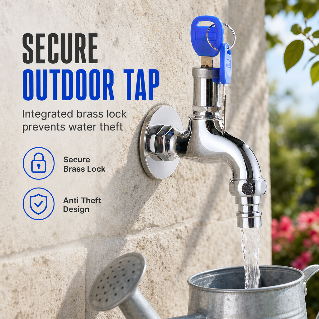 🔐 Lockable Outdoor Water Faucet – Secure Garden Water Access