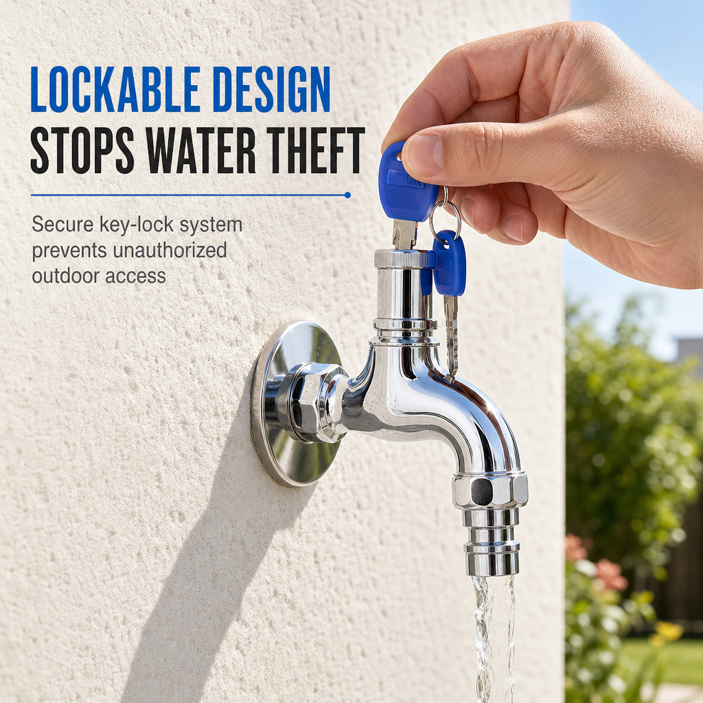 🔐 Lockable Outdoor Water Faucet – Secure Garden Water Access