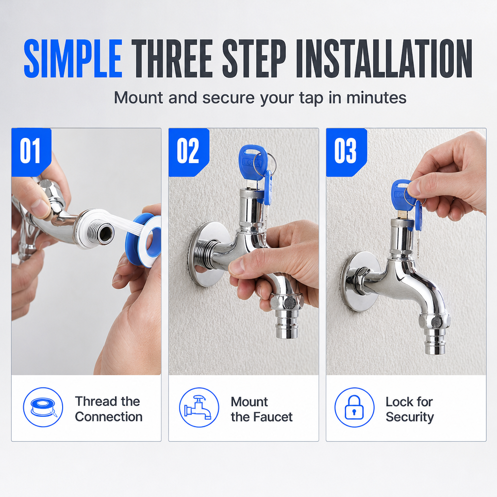 🔐 Lockable Outdoor Water Faucet – Secure Garden Water Access
