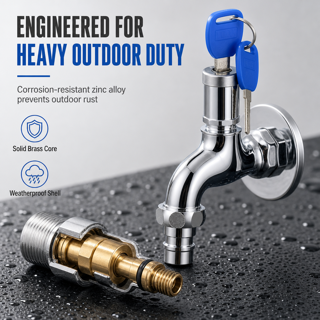 🔐 Lockable Outdoor Water Faucet – Secure Garden Water Access
