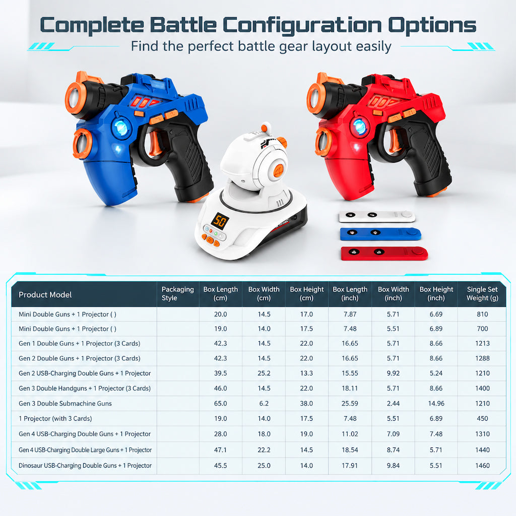 Kids Infrared Laser Battle Toy Gun Set with 2 Mini Pistols and 1 Projector featuring Sound and Light