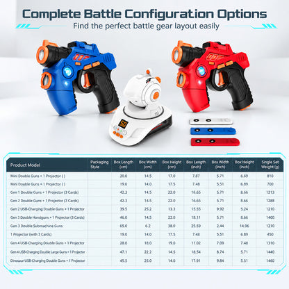 Kids Infrared Laser Battle Toy Gun Set with 2 Mini Pistols and 1 Projector featuring Sound and Light