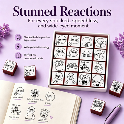 📚 Expression Reaction Stamp Set – Cute Book Annotation Stamps for Readers & Journaling💝