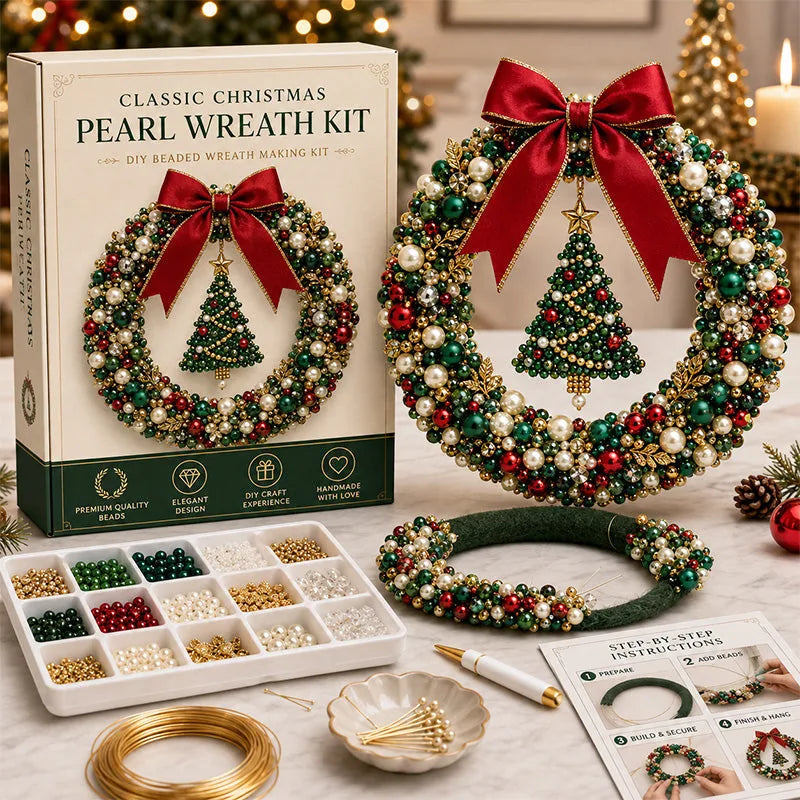 DIY Christmas Pearl Beaded Wreath Kit