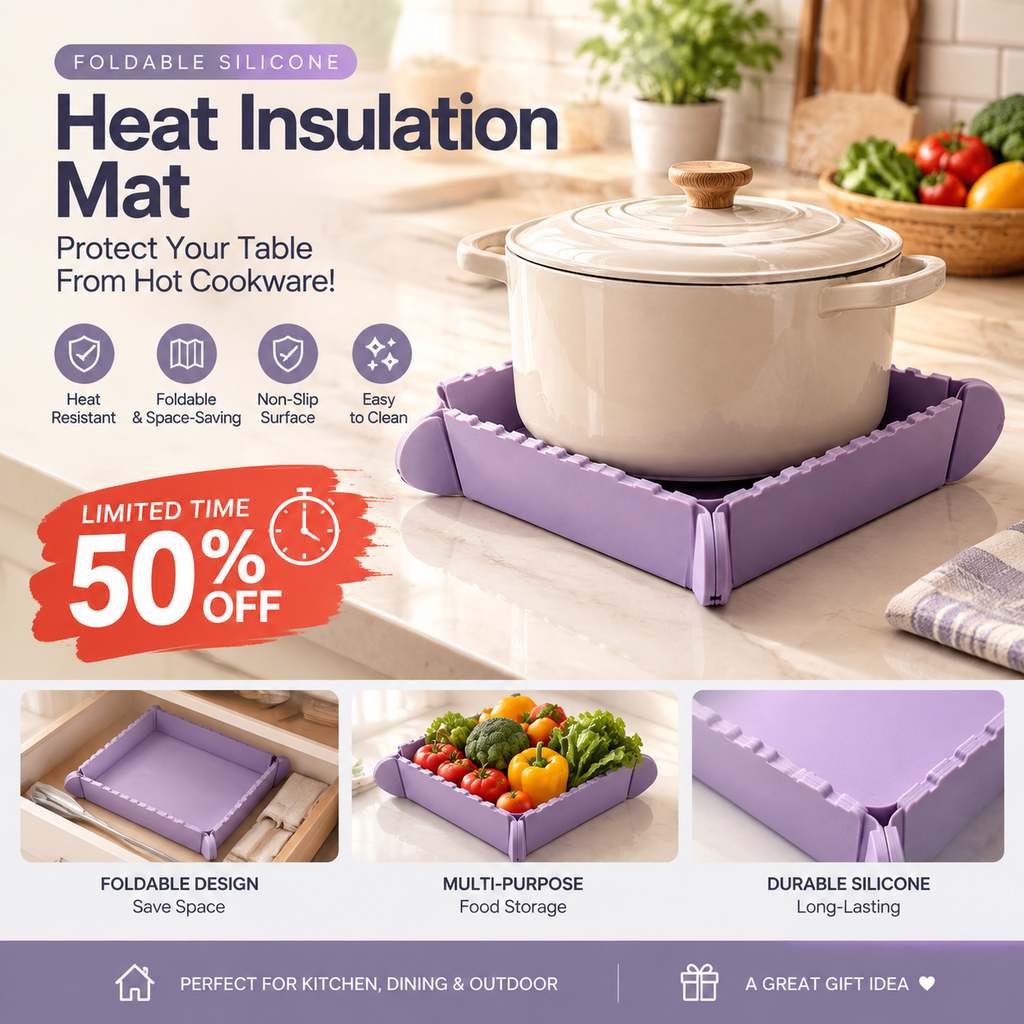 🍳 Foldable Magnetic Silicone Trivet – Heat-Resistant Pot Mat & Kitchen Tray
