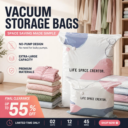 📦 Pump-Free Vacuum Storage Bags – Space-Saving Storage for Home