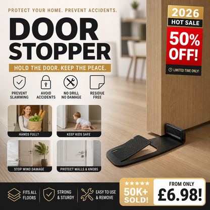 Hands-Free Door Stop 🚪 – Foot-Operated Floor Holder with No Drilling Required