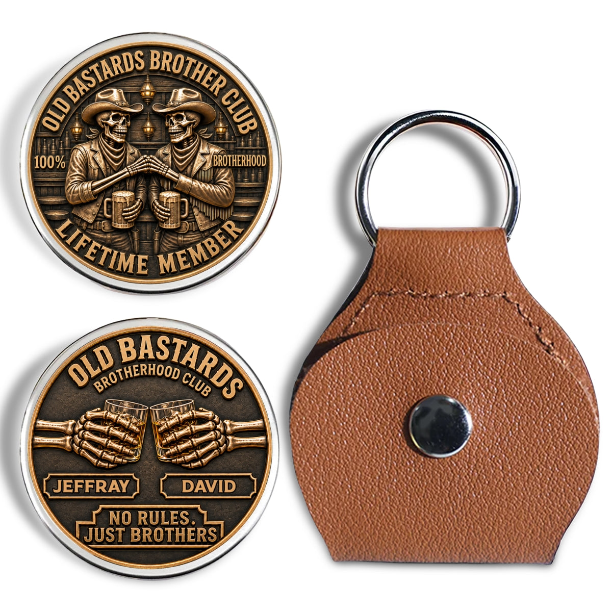 🤝🪙 Brotherhood Never Fades – Personalized Pocket Hug Coin Keychain