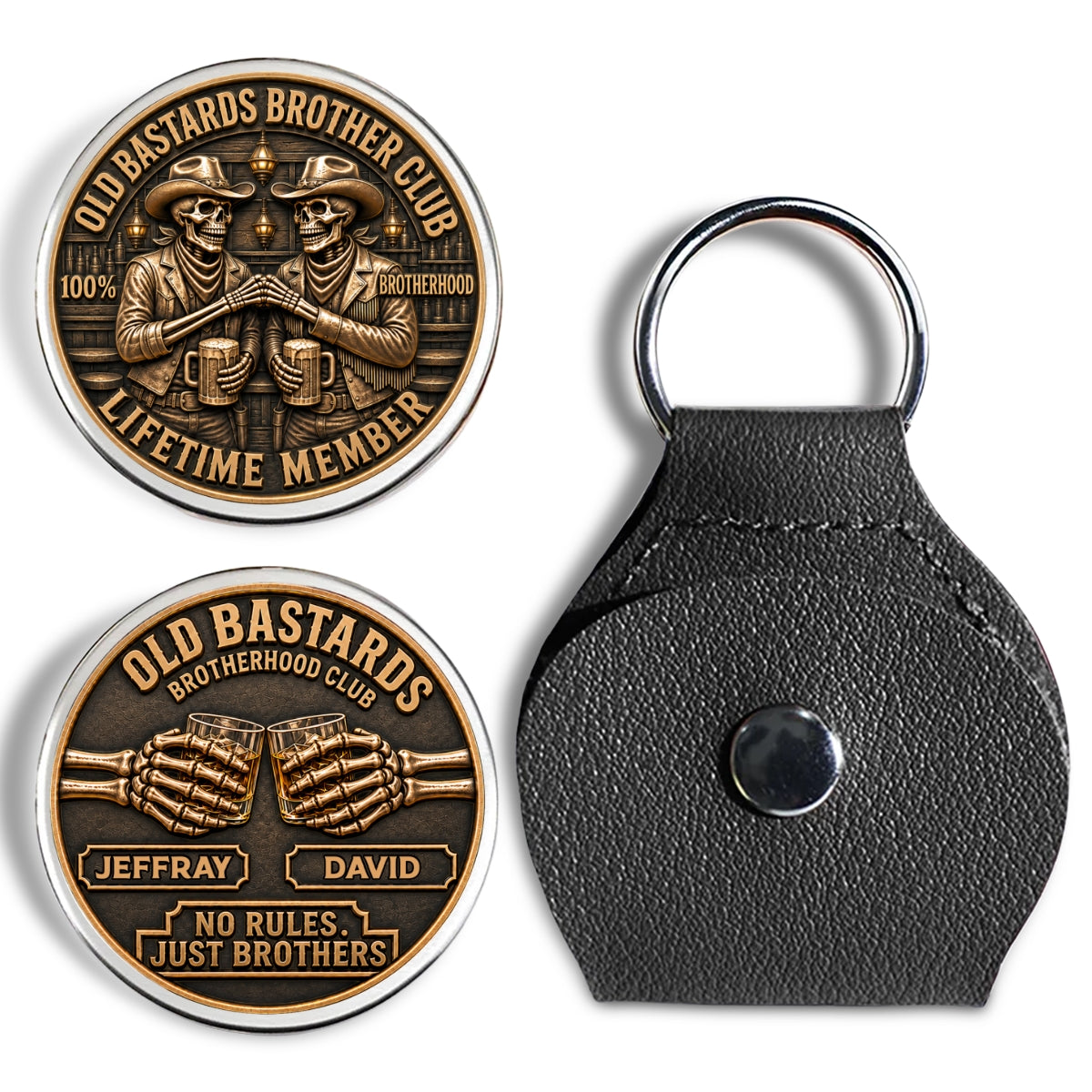 🤝🪙 Brotherhood Never Fades – Personalized Pocket Hug Coin Keychain
